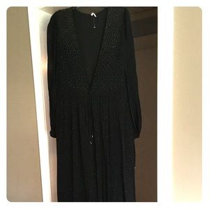 Free People Black Maxi Dress Cold shoulder beaded